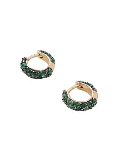 Lucy Delius Chubby Rhodium-plated 14-karat Recycled Gold Emerald Hoop Earrings | Thumbnail 1 Lucy Delius Chubby Rhodium-plated 14-karat Recycled Gold Emerald Hoop Earrings | Thumbnail 1
