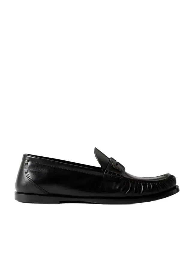 Laurent Glossed-leather Loafers