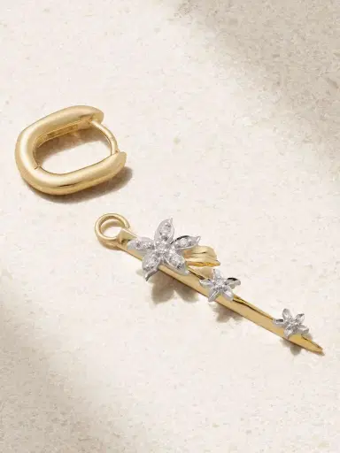 Foundrae Blossoms Resilience 18-karat Yellow And White Gold Diamond Single Hoop Earring | Thumbnail 3