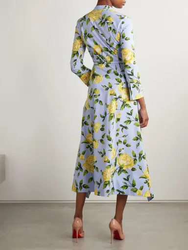 Oscar de la Renta Belted Floral-print Cotton-blend Poplin Midi Shirt Dress | Thumbnail 3 Oscar de la Renta Belted Floral-print Cotton-blend Poplin Midi Shirt Dress | Thumbnail 3