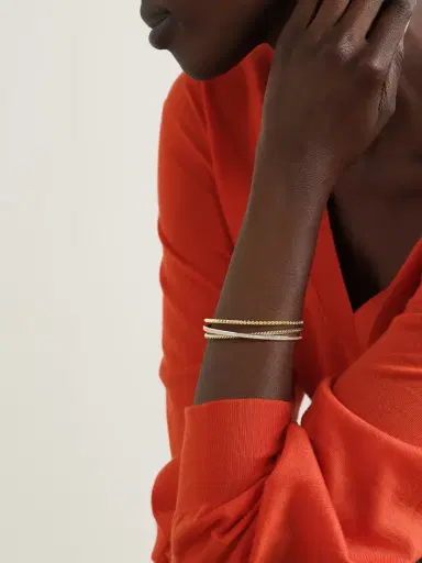 David Yurman Crossover Trio 18-karat Gold Diamond Cuff | Thumbnail 2 David Yurman Crossover Trio 18-karat Gold Diamond Cuff | Thumbnail 2