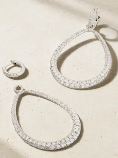 Irene Neuwirth Swing 18-karat White Gold Diamond Hoop Earrings | Thumbnail 3 Irene Neuwirth Swing 18-karat White Gold Diamond Hoop Earrings | Thumbnail 3