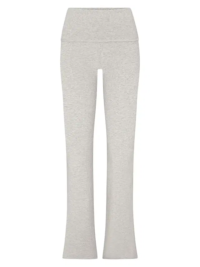 SKIMS Women's Cotton Jersey Foldover Pants - Light Heather Grey