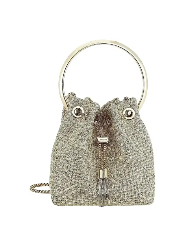 Jimmy Choo Women's Bon Bon Woven Metallic Top Handle Bag - Champagne