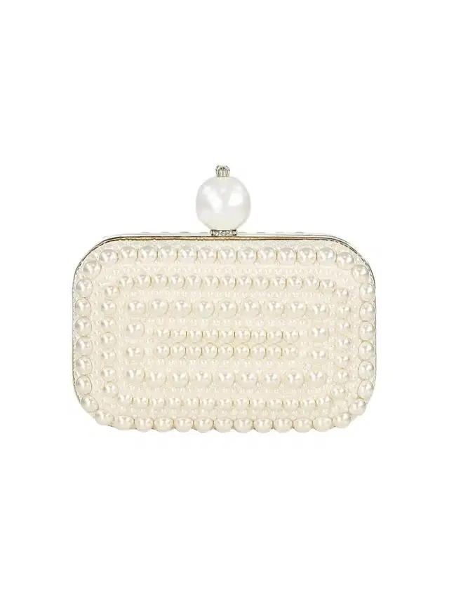 Jimmy Choo Women's  Cloud Faux Pearl-Embellished Leather Clutch - White