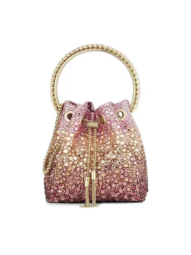 Jimmy Choo Women's Bon Bon Crystal-Embellished Top Handle Bag - Silky Blush Mix Light Gold