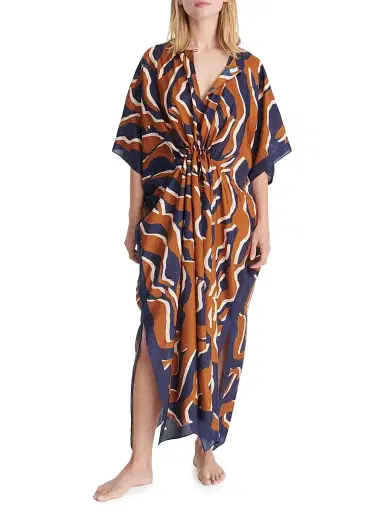 Eres Women's Archipel Printed Silk Drawstring Caftan | Thumbnail 2 Eres Women's Archipel Printed Silk Drawstring Caftan | Thumbnail 2