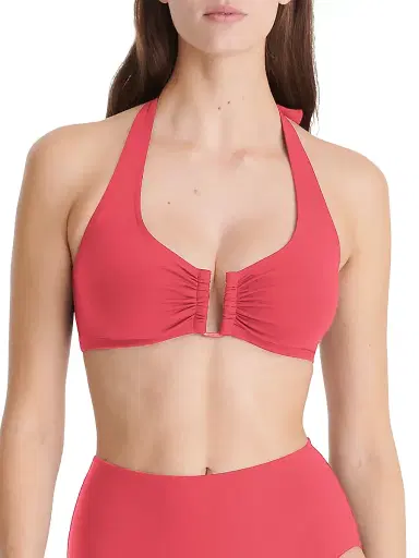 Eres Women's Dedicace Ruched Halter Bikini Top - Corail - Size 12 | Thumbnail 5