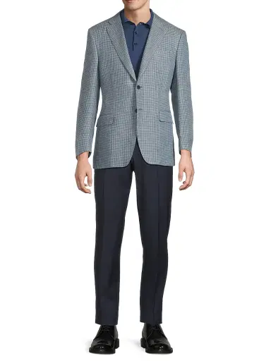 Canali Men's Houndstooth Linen-Wool Sportcoat - Green - Size 44 | Thumbnail 2 Canali Men's Houndstooth Linen-Wool Sportcoat - Green - Size 44 | Thumbnail 2