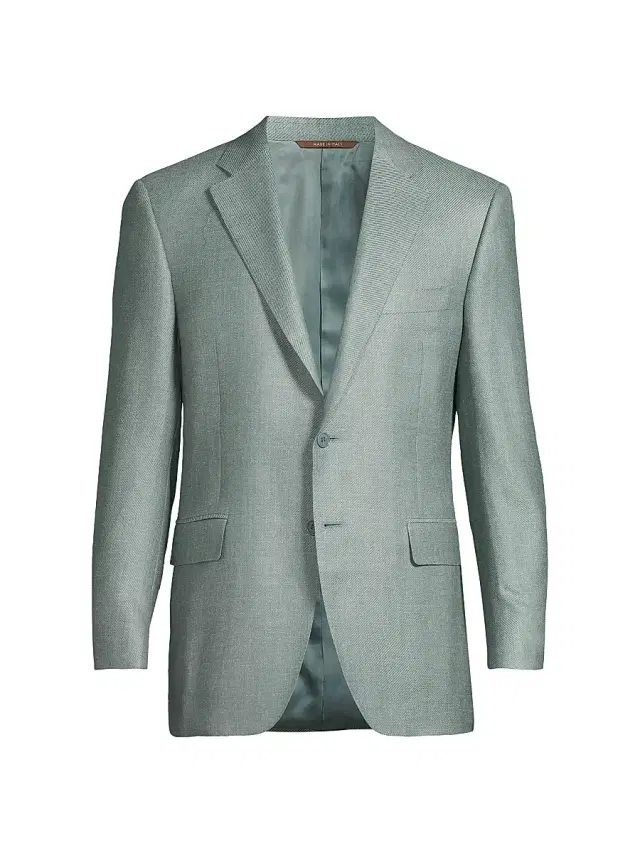 Canali Men's Lux Solid Diagonal Weave Sportcoat - Green
