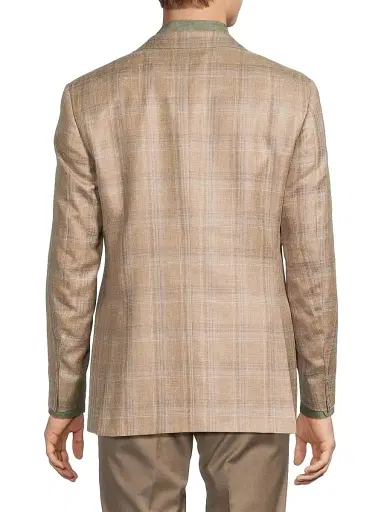 Canali Men's Plaid Wool-Silk-Linen Classic-Fit Sportcoat - Tan | Thumbnail 5