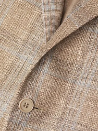 Canali Men's Plaid Wool-Silk-Linen Classic-Fit Sportcoat - Tan | Thumbnail 6