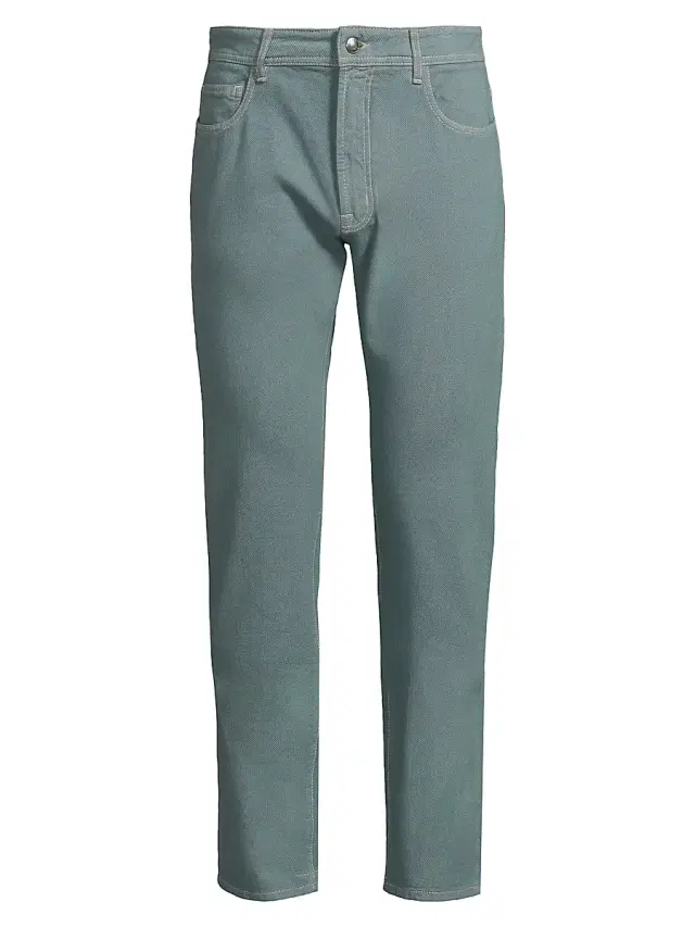 Canali Men's Washed Modern-Fit Slim-Straight Jeans - Green