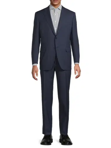 Canali Men's Microcheck Classic-Fit Wool Suit - Dark Blue | Thumbnail 3 Canali Men's Microcheck Classic-Fit Wool Suit - Dark Blue | Thumbnail 3