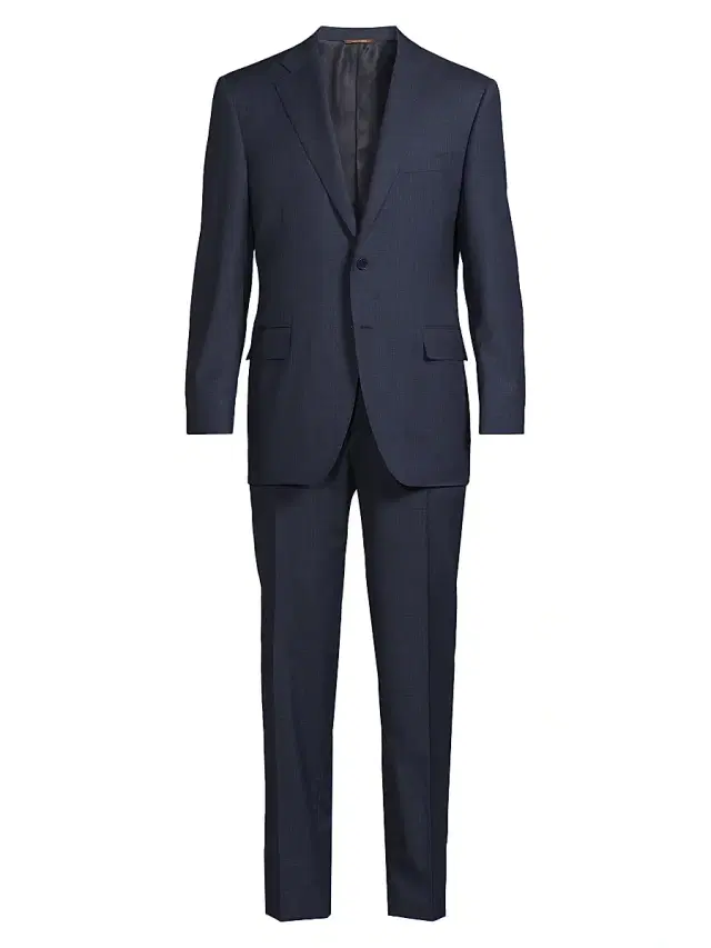 Canali Men's Microcheck Classic-Fit Wool Suit - Dark Blue