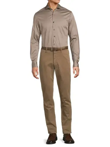 Canali Men's Jersey Sport Shirt - Light Brown | Thumbnail 2