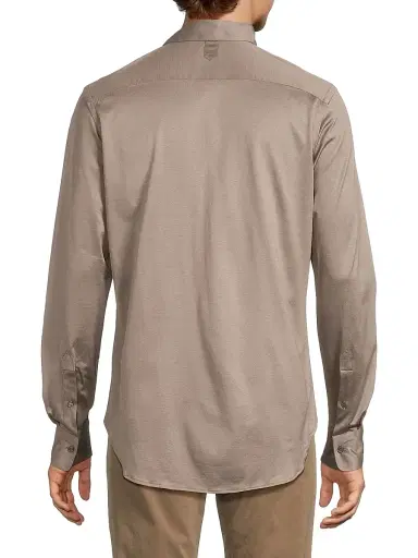 Canali Men's Jersey Sport Shirt - Light Brown | Thumbnail 5