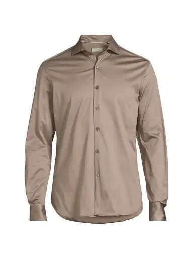 Canali Men's Jersey Sport Shirt - Light Brown | Thumbnail 1