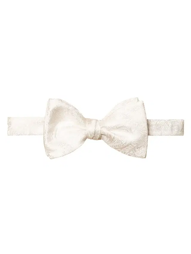 Men's Paisley Silk Wedding Bowtie - White Men's Paisley Silk Wedding Bowtie - White