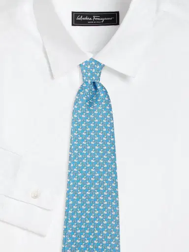 Ferragamo Men's Zarina Swan Tie | Thumbnail 2 Ferragamo Men's Zarina Swan Tie | Thumbnail 2