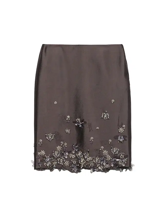 Women's Embroidered Silk and Wool Skirt - Grey