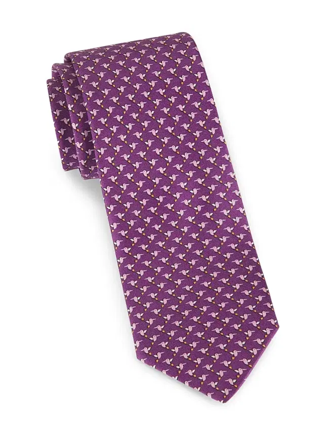 Men's Ziguli Silk Printed Tie - Viola