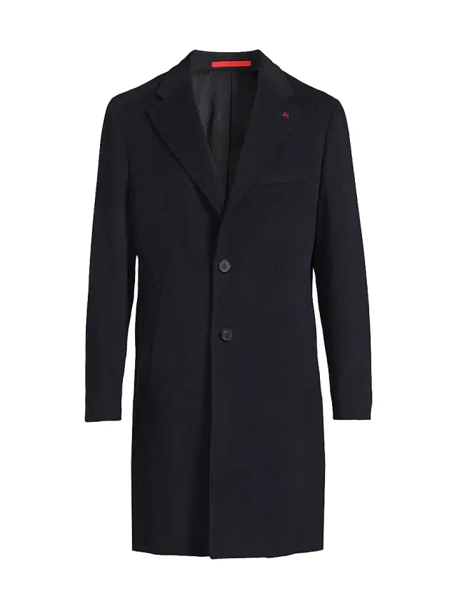 Isaia Men's Ross Camel Hair Overcoat - Dark Blue