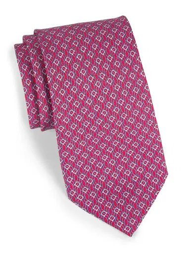 Ferragamo Men's Gancini Jacquard Tie - Rosso | Thumbnail 1 Ferragamo Men's Gancini Jacquard Tie - Rosso | Thumbnail 1