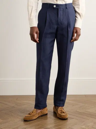 Brunello Cucinelli Slim-Fit Pleated Linen Suit Trousers - Men | Thumbnail 3 Brunello Cucinelli Slim-Fit Pleated Linen Suit Trousers - Men | Thumbnail 3