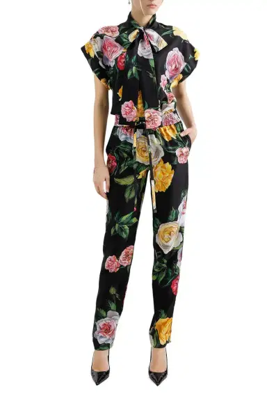 Dolce & Gabbana Peonie Tie Neck Blouse | Thumbnail 4