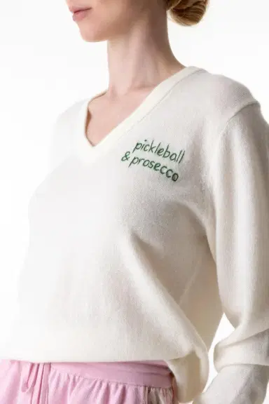 LINGUA FRANCA Pickleball And Prosecco Crewneck | Thumbnail 2 LINGUA FRANCA Pickleball And Prosecco Crewneck | Thumbnail 2