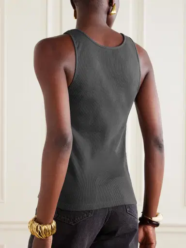 Saint Laurent Cassandre Embroidered Ribbed Cotton-jersey Tank | Thumbnail 4 Saint Laurent Cassandre Embroidered Ribbed Cotton-jersey Tank | Thumbnail 4