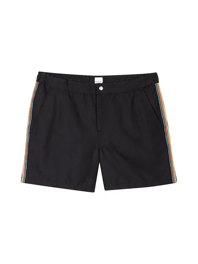 Men's Signature Stripe Swim Shorts - Black