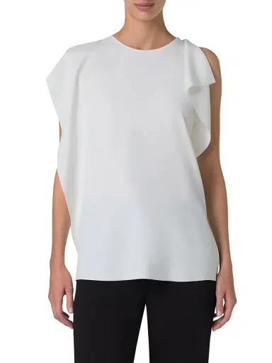 Akris punto Women's Sleeveless Ruffled Tank Blouse - Cream | Thumbnail 3