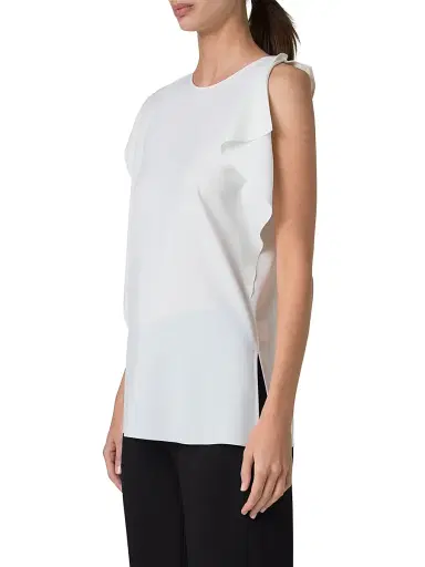 Akris punto Women's Sleeveless Ruffled Tank Blouse - Cream | Thumbnail 4