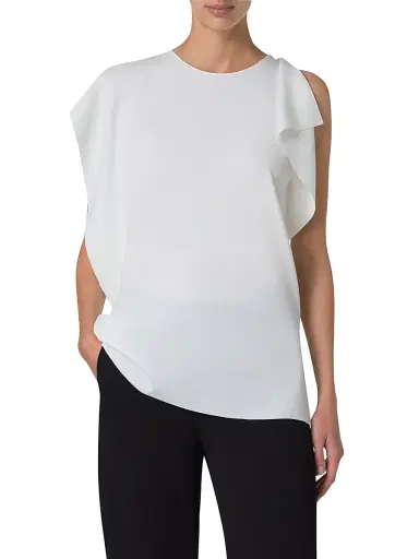 Akris punto Women's Sleeveless Ruffled Tank Blouse - Cream | Thumbnail 7