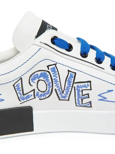 Dolce & Gabbana Men's Calfskin Portofino sneakers with patch - Bianco Multi | Thumbnail 6 Dolce & Gabbana Men's Calfskin Portofino sneakers with patch - Bianco Multi | Thumbnail 6