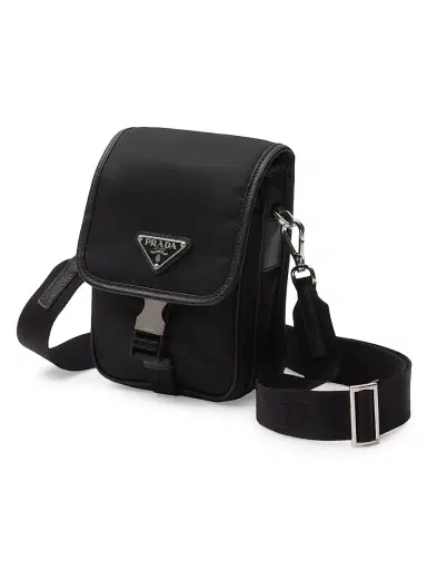 Prada Men's Re-Nylon And Saffiano Leather Shoulder Bag - Black | Thumbnail 2
