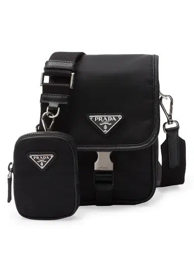Prada Men's Re-Nylon And Saffiano Leather Shoulder Bag - Black | Thumbnail 1
