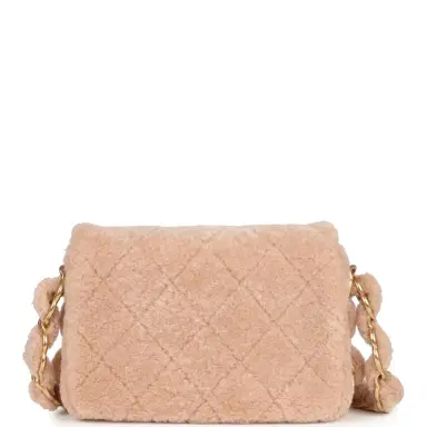 Chanel Chanel Small CC Flap Bag Light Pink Shearling Brushed Gold Hardware | Thumbnail 4