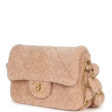 Chanel Chanel Small CC Flap Bag Light Pink Shearling Brushed Gold Hardware | Thumbnail 5