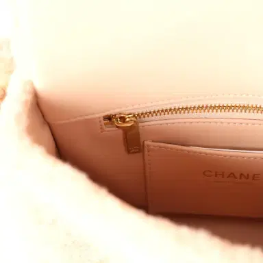 Chanel Chanel Small CC Flap Bag Light Pink Shearling Brushed Gold Hardware | Thumbnail 10