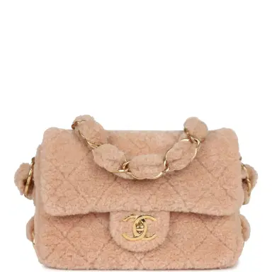 Chanel Chanel Small CC Flap Bag Light Pink Shearling Brushed Gold Hardware | Thumbnail 1 Chanel Chanel Small CC Flap Bag Light Pink Shearling Brushed Gold Hardware | Thumbnail 1