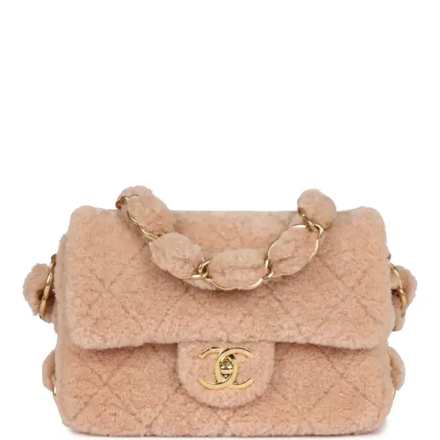 Chanel Chanel Small CC Flap Bag Light Pink Shearling Brushed Gold Hardware
