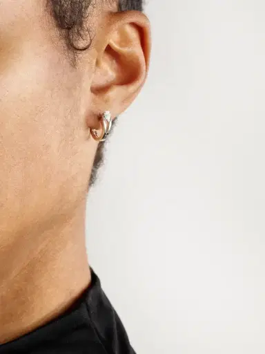 Repossi Serti Inversé 18-karat White Gold Diamond Single Hoop Earring | Thumbnail 2