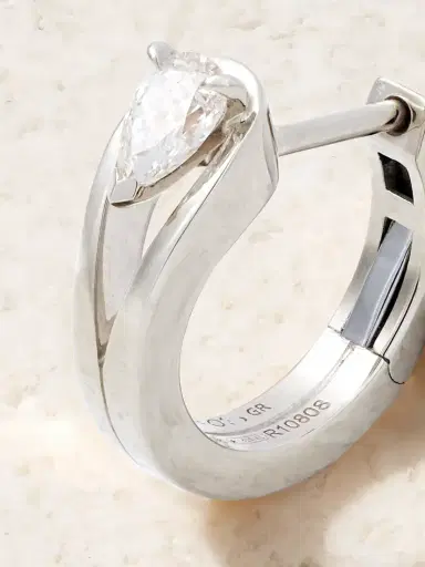 Repossi Serti Inversé 18-karat White Gold Diamond Single Hoop Earring | Thumbnail 3