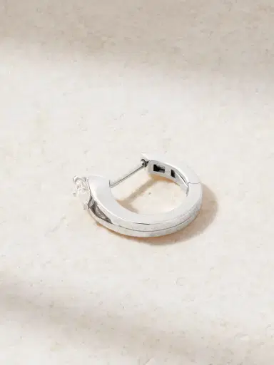 Repossi Serti Inversé 18-karat White Gold Diamond Single Hoop Earring | Thumbnail 1