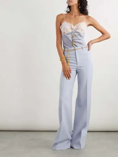 Chloé Embroidered Tulle-trimmed Satin Camisole | Thumbnail 2 Chloé Embroidered Tulle-trimmed Satin Camisole | Thumbnail 2