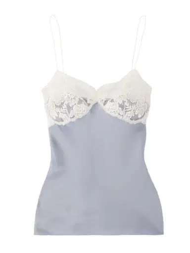 Chloé Embroidered Tulle-trimmed Satin Camisole | Thumbnail 1 Chloé Embroidered Tulle-trimmed Satin Camisole | Thumbnail 1