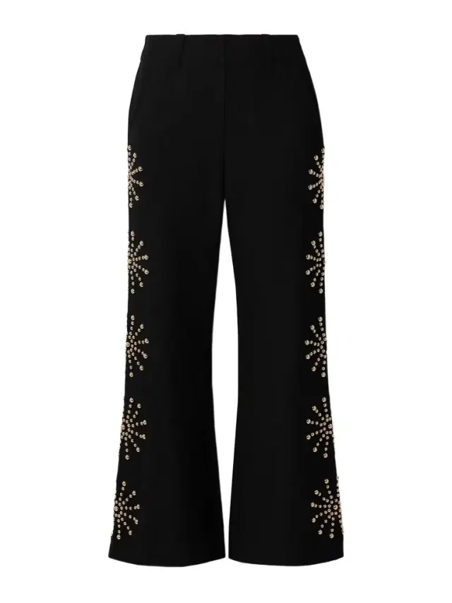 Charlie Casino Studded Wool-twill Flared Pants